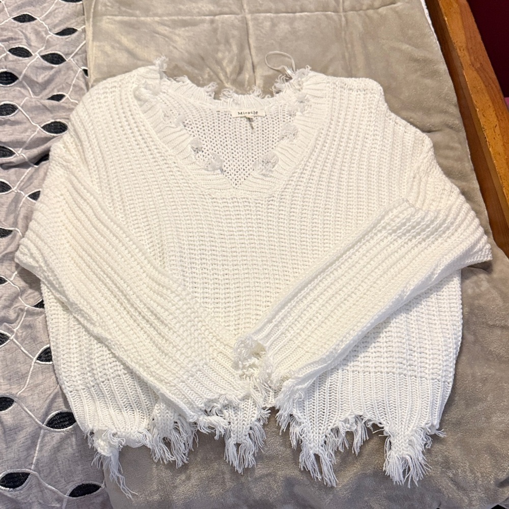 Miracle White V-Neck Sweater